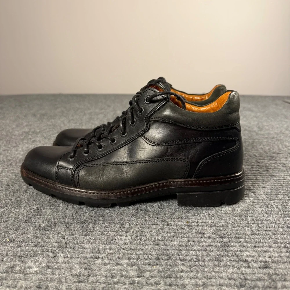 Johnston & Murphy Mens Black Leather Cap Toe Chukka Boots 8.5 M Made in Portugal